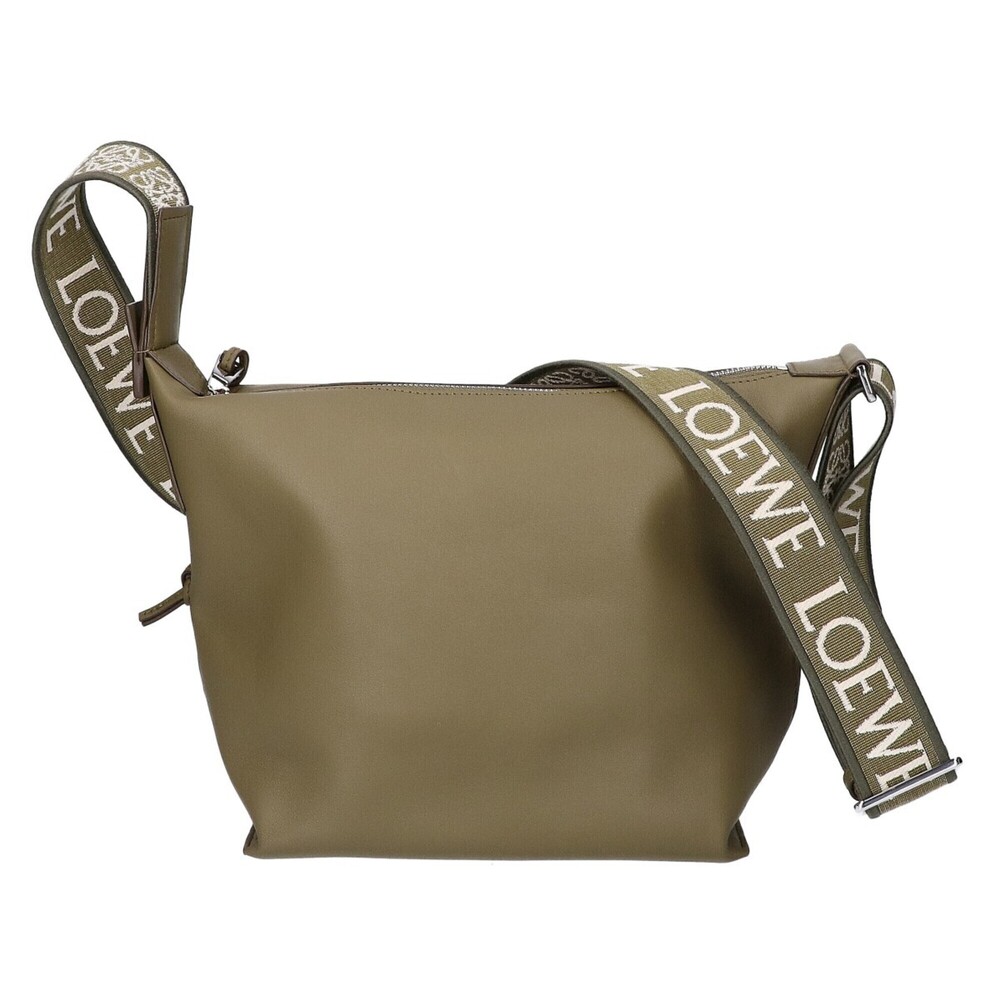 LOEWE CUBI Supple Smooth Calf & Jacquard Crossbody Bag, Small Shoulder Khaki ...